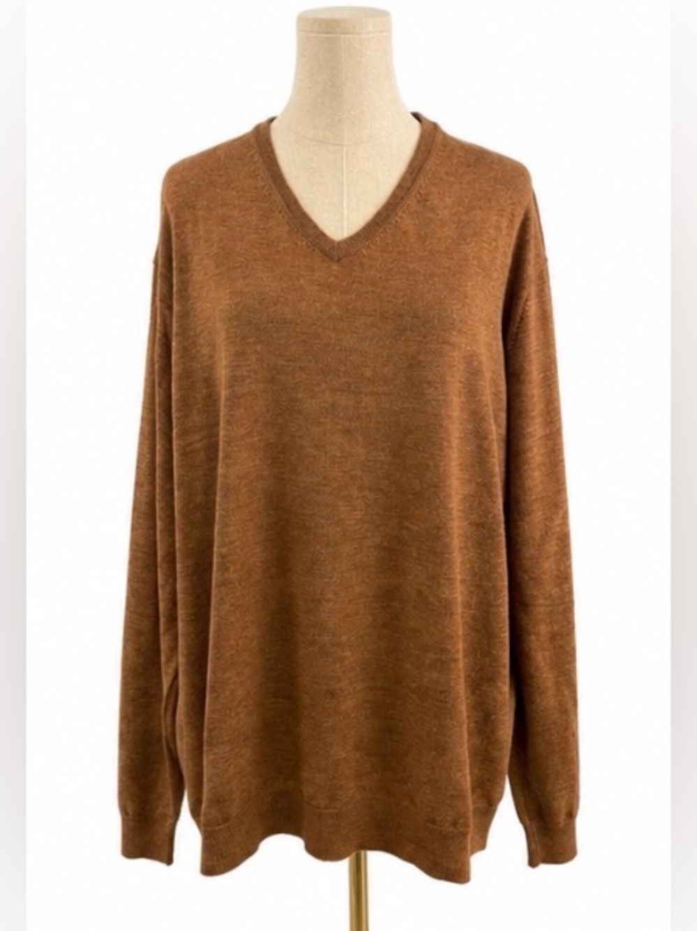 Women's 100% wool V-Neck Lightweight Brown Sweater